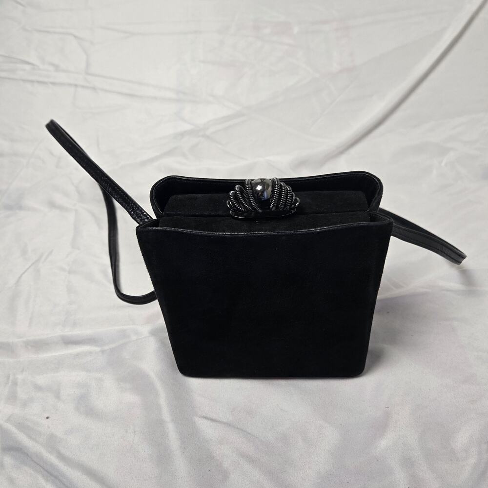 Rodo Vintage Black Evening Purse With Shoulder Strap Unique Opener